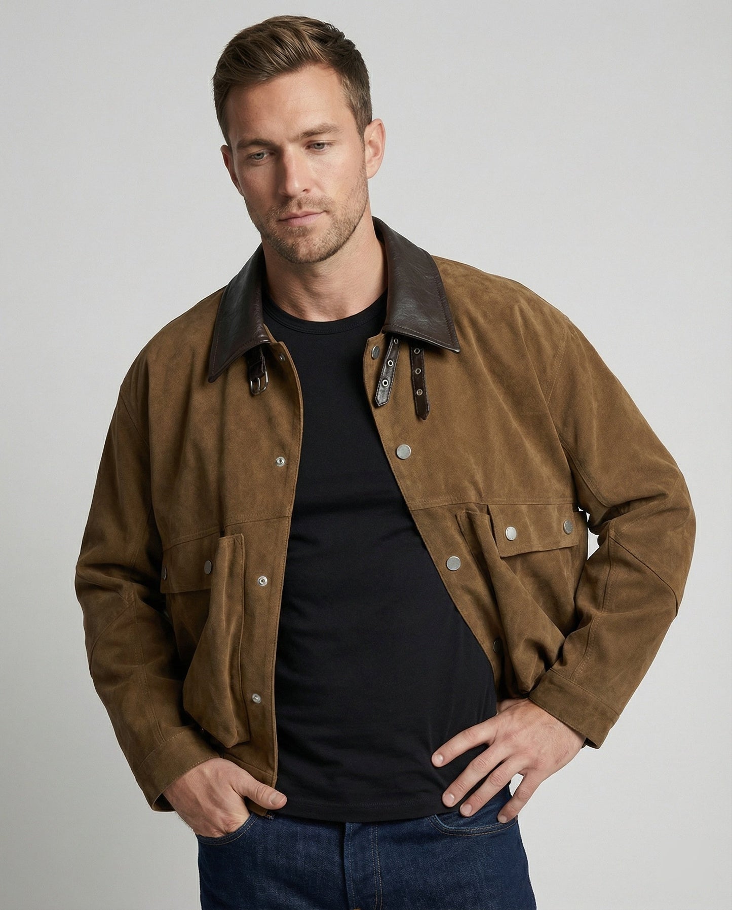 Herren Wildleder Blouson Boxy Leder