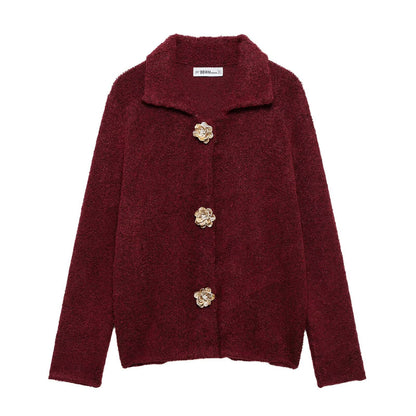 Damen Fleecejacke Kuschelig Knopfleiste Norvielle