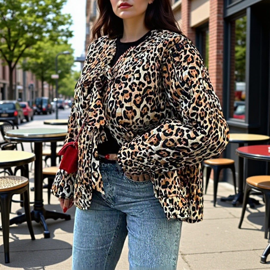 Damen Gemusterte Jacke Norvielle mit Bindegürtel - Norvielle