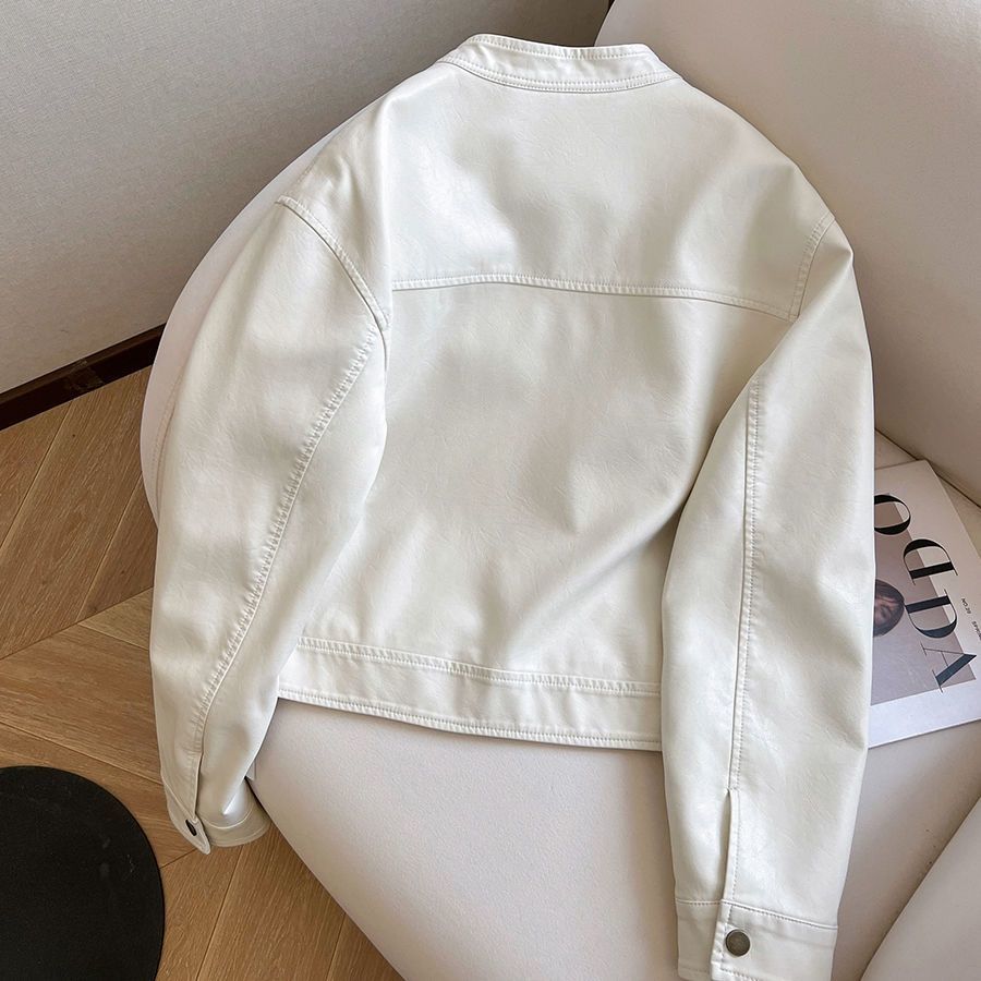 Damen Kunstlederjacke Zeitloser Schnitt