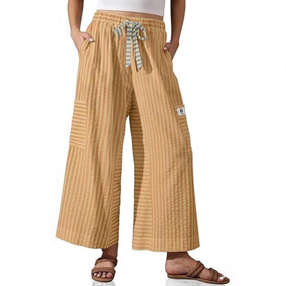 Damen Palazzo-Hose Gestreift Praktische Taschen Norvielle