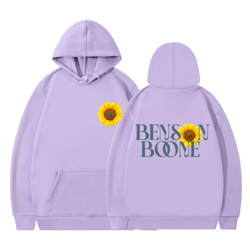 Damen Kapuzenpullover Sonnenblumenmotiv Bequem