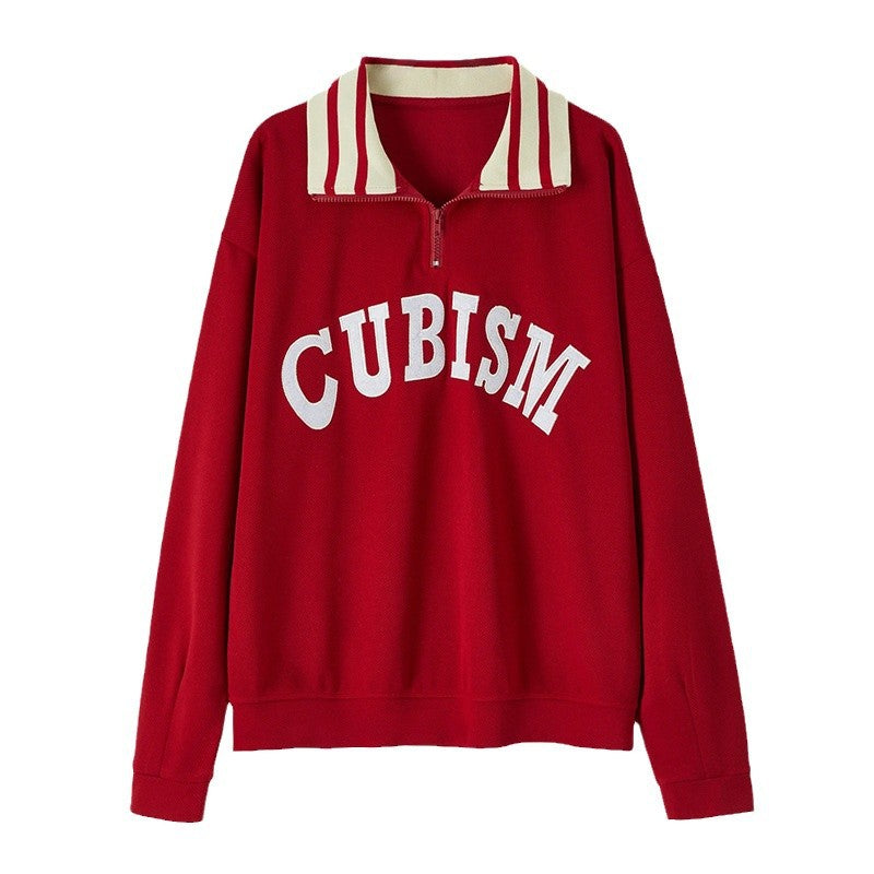 Damen Sportpullover Kontrastkragen Norvielle