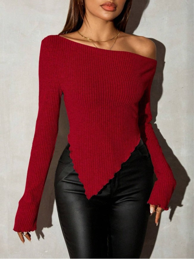Damen Asymmetrischer Strickpullover Norvielle