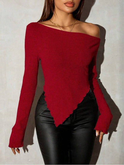 Damen Asymmetrischer Strickpullover Norvielle
