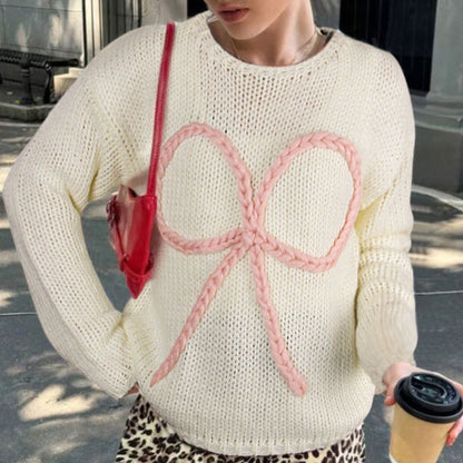 Damen Strickpullover Geflochtenes Schleifenmuster Norvielle - Norvielle