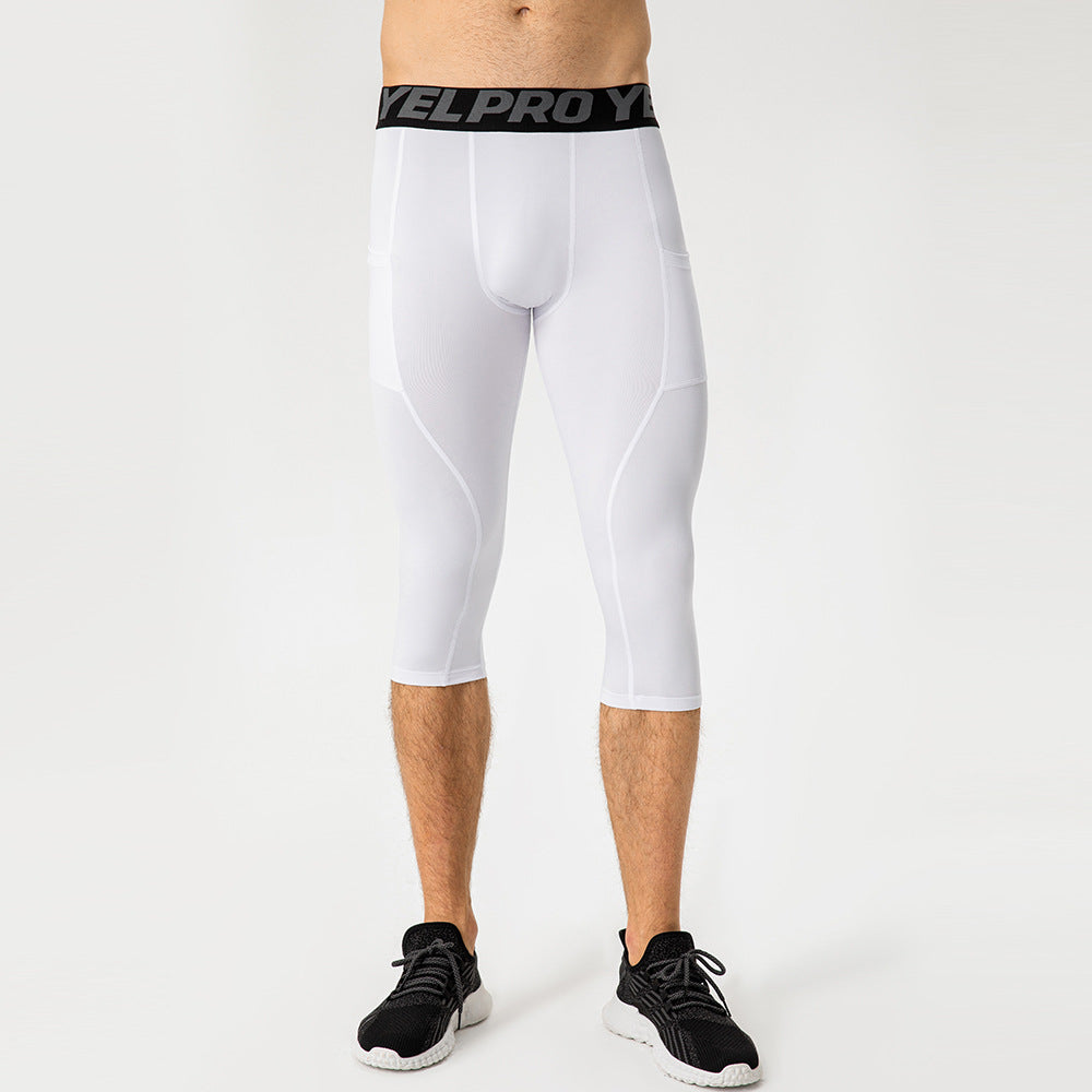 Herren Sport-Kompressionshose Atmungsaktives Mesh Mit Taschen