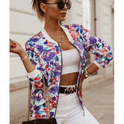 Damen Bomberjacke Floralmuster Bequem Norvielle