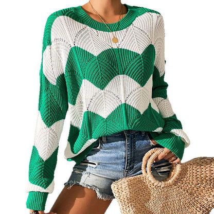 Damen Strickpullover Gewelltes Muster Weite Passform Norvielle