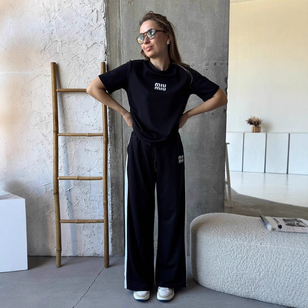 Damen Sportset T-Shirt und Hose Baumwolle Bequem - Norvielle