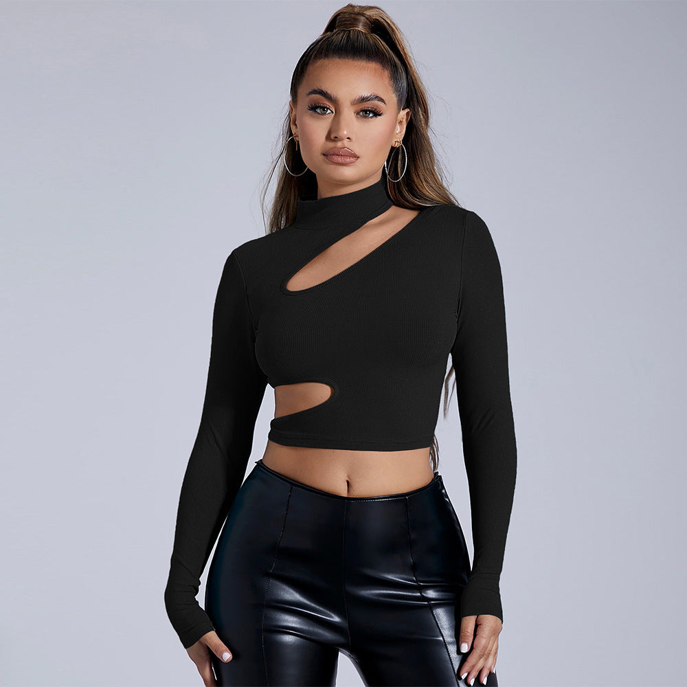 Damen Langarm- Figurbetont Asymmetrisch