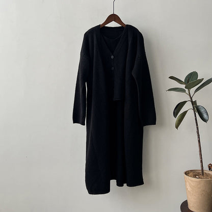 Damen Strickkleid mit Cardigan und Knöpfen Norvielle