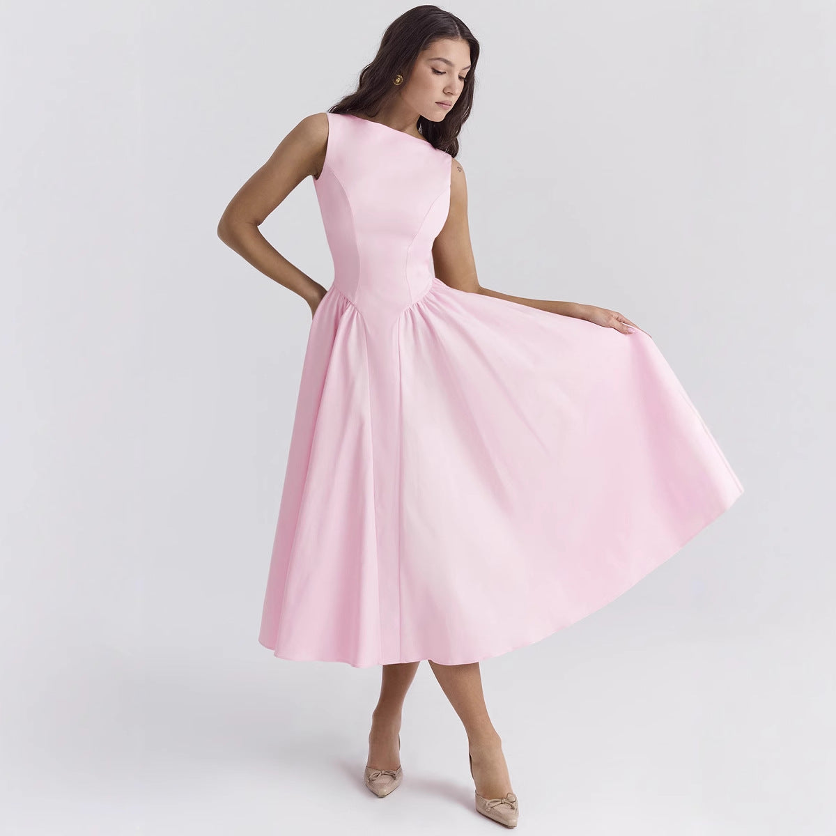 Damen Elegantes Midi-Kleid Ausgefallener Schnitt Norvielle