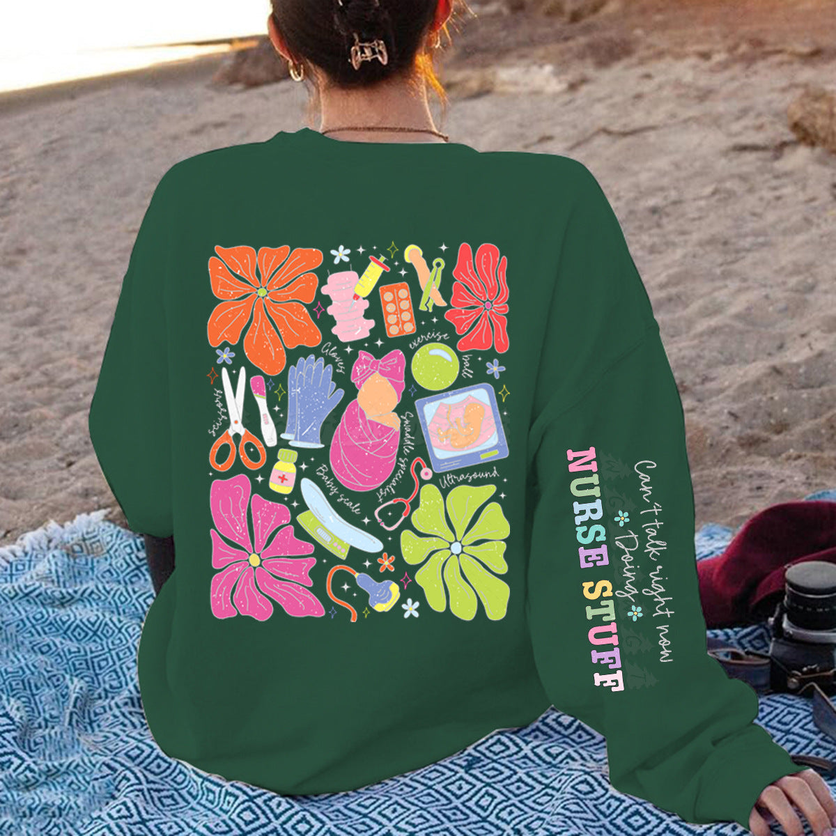 Damen Sweatshirt Bunt Grafikdesign Baumwolle