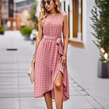 Damen Wickelkleid Glänzende Punkte Taillengürtel