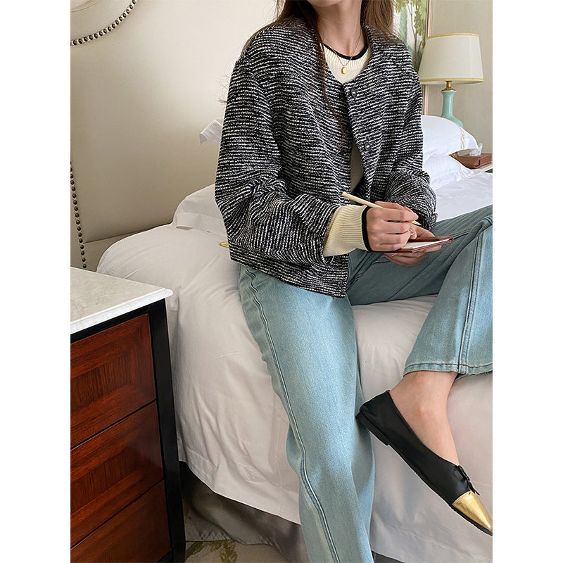 Damen Elegante Jacke Feine Textur Knöpfe Norvielle - Norvielle