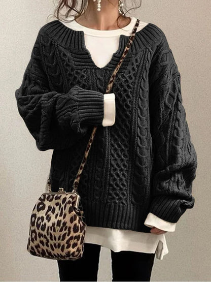 Damen Strickpullover Weiches Material V-Ausschnitt Beige