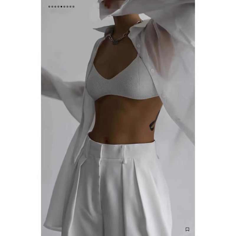 Damen Hemd Weit Ärmel Baumwolle Beige