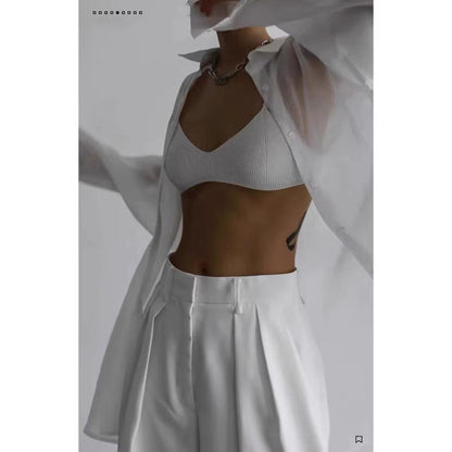 Damen Hemd Weit Ärmel Baumwolle Beige