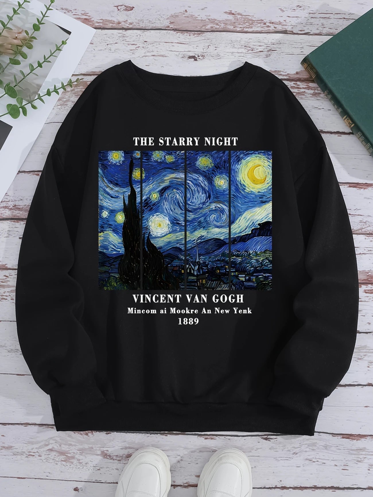 Damen Sweatshirt Van Gogh Motiv Baumwolle Modern