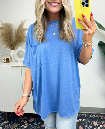 Damen Oversized T-Shirt mit Tasche aus Baumwolle