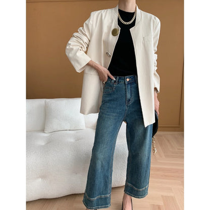 Damen Blazerjacke Lässig Feminin Knöpfe