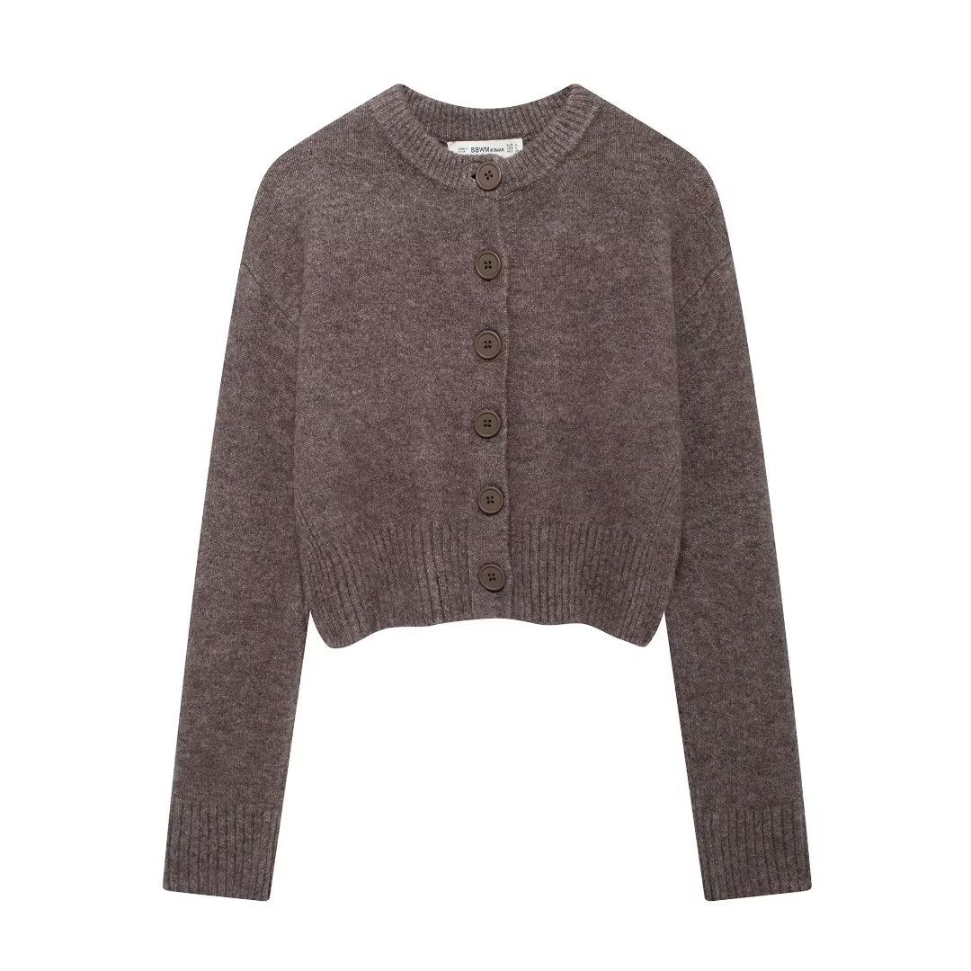 Damen Strickcardigan Kurz Knopfverschluss Norvielle