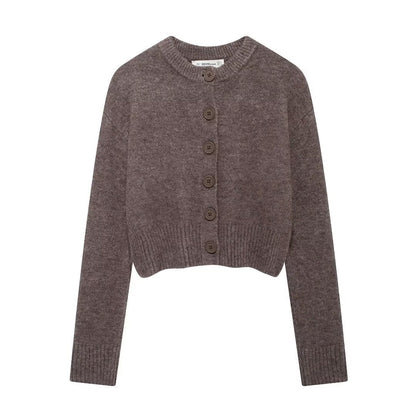 Damen Strickcardigan Kurz Knopfverschluss Norvielle