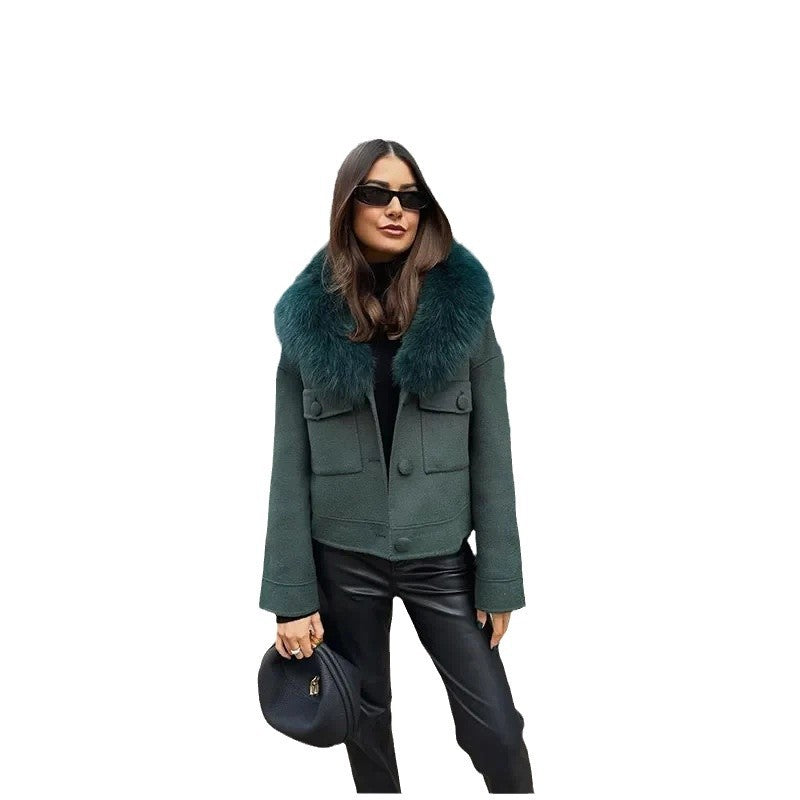 Damen Winterjacke Abnehmbarer Kunstfellkragen Norvielle