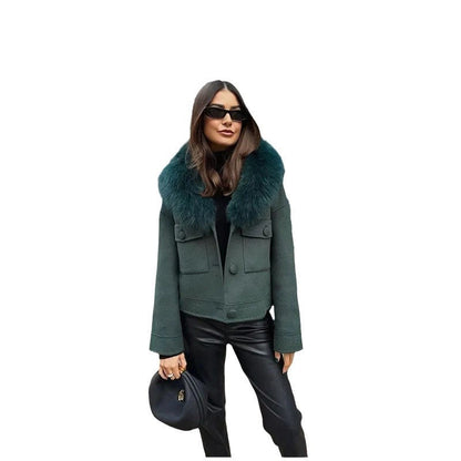 Damen Winterjacke Abnehmbarer Kunstfellkragen Norvielle