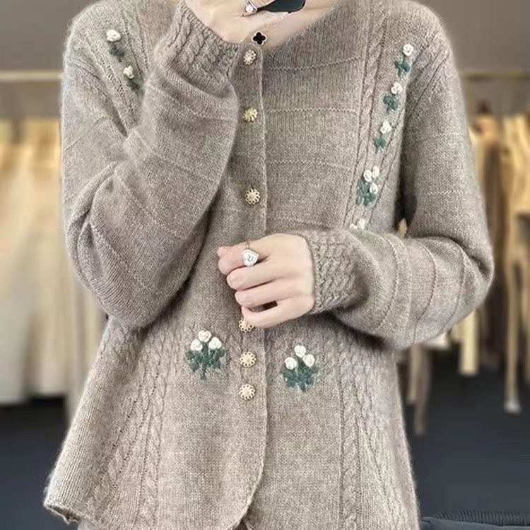 Damen Strickjacke Florale Stickereien Norvielle - Norvielle