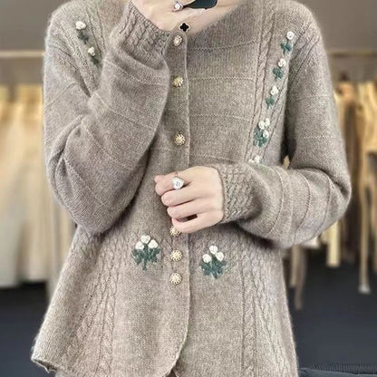 Damen Strickjacke Florale Stickereien Norvielle - Norvielle