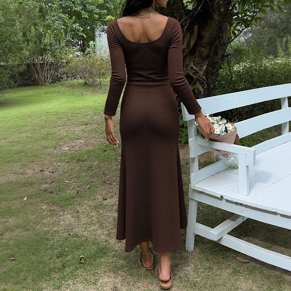 Damen Maxikleid mit Schnürdetail Figurbetonter Stoff Norvielle