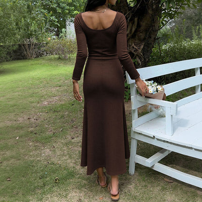 Damen Maxikleid mit Schnürdetail Figurbetonter Stoff Norvielle