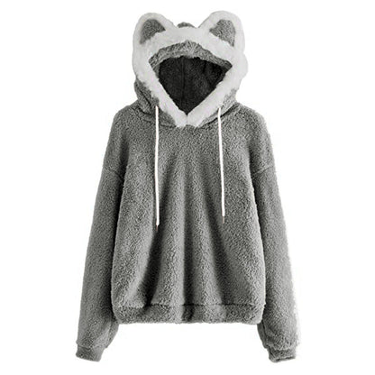 Damen Kapuzenpullover Katzenohren Norvielle Kuschelig