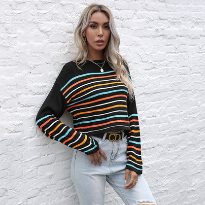 Damen Pullover Gestreift Rundhals Lässig Norvielle - Norvielle