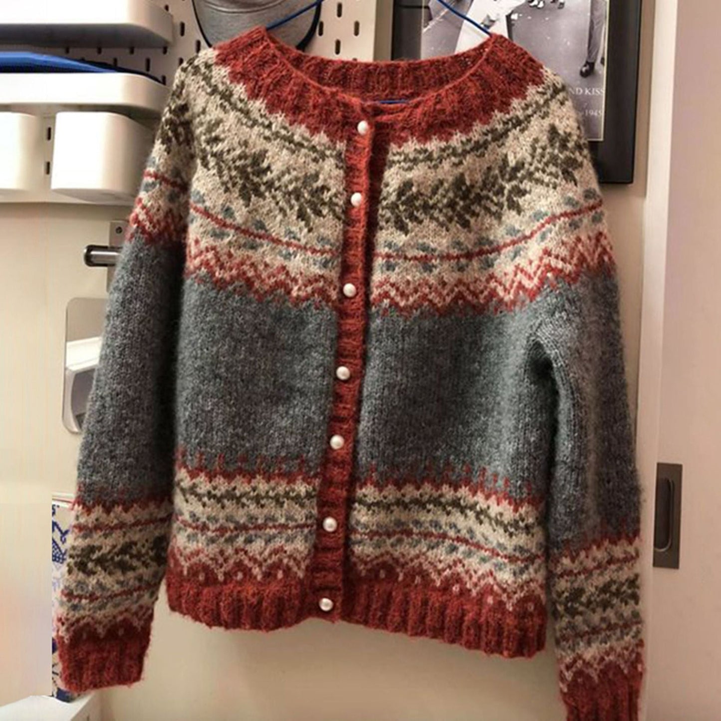 Damen Norweger Strickjacke Warm Mit Knöpfen - Norvielle