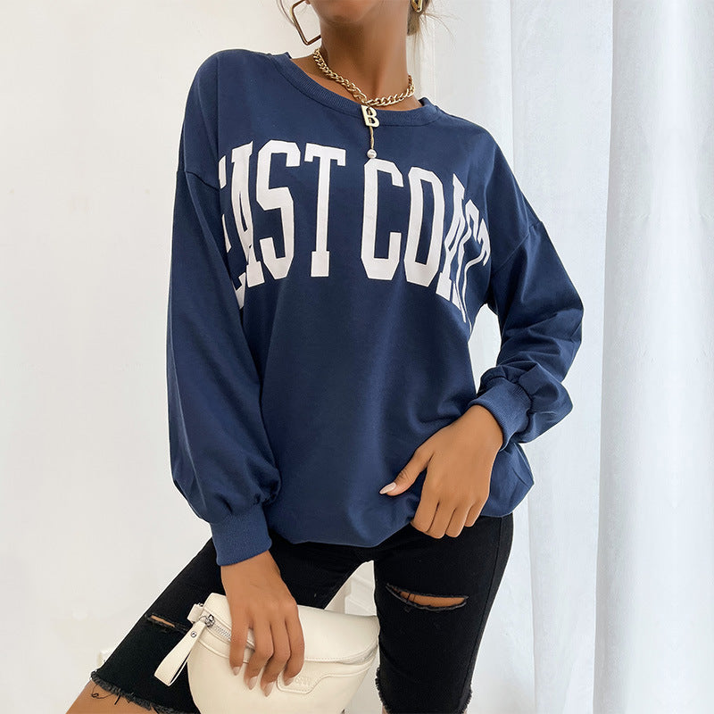 Damen Oversize Pullover mit Schriftzug Groß