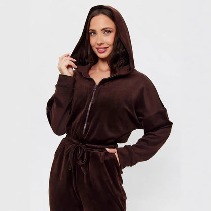 Damen Fleece-Jumpsuit Elastischer Bund Norvielle