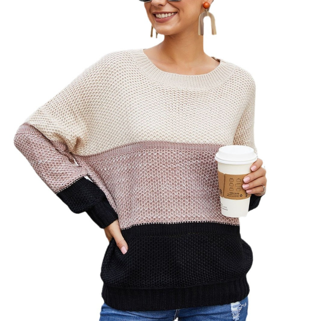 Damen Grobstrickpullover Blockdesign Lässig Norvielle
