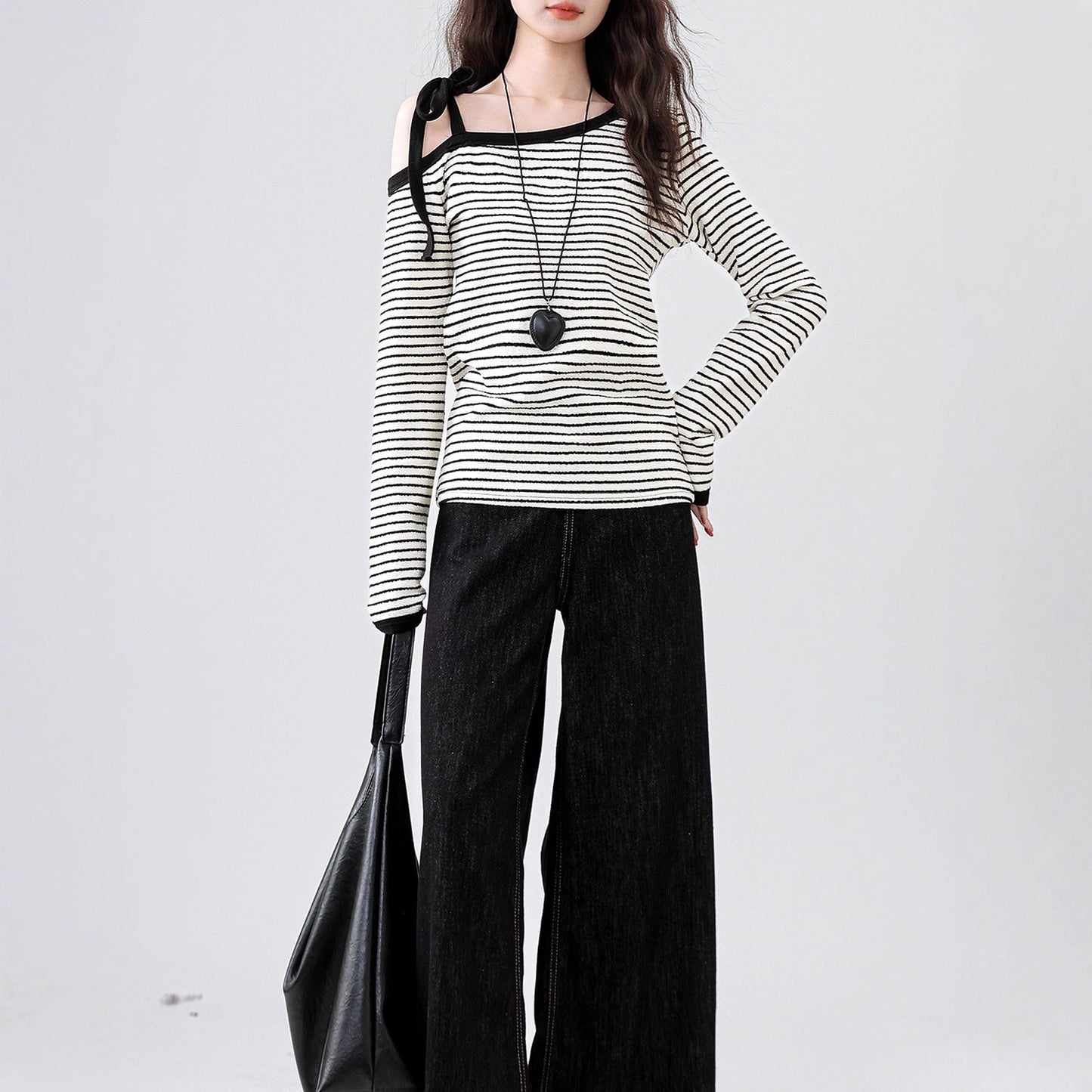 Damen Off-Shoulder Streifen Design