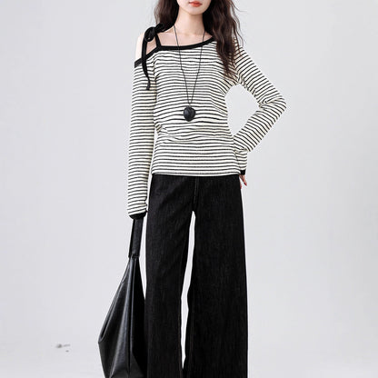 Damen Off-Shoulder Streifen Design