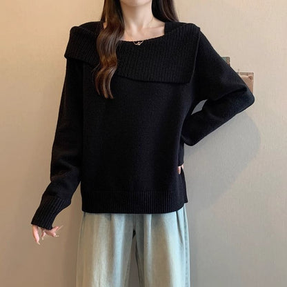 Damen Pullover Asymmetrischer Ausschnitt Norvielle