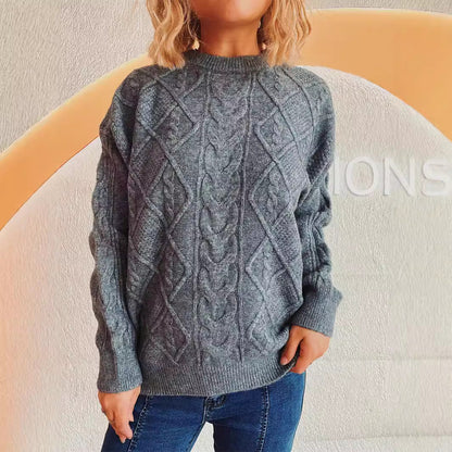 Damen Strickpullover Grobstruktur Zopf-Design Norvielle