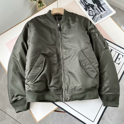 Damen Kunstleder Bomberjacke Praktische Taschen