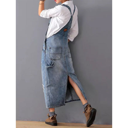 Damen Jeansrock mit Trägern