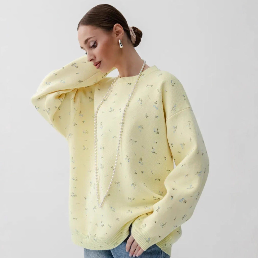 Damen Oversized Sweatpullover Floralmuster Norvielle - Norvielle