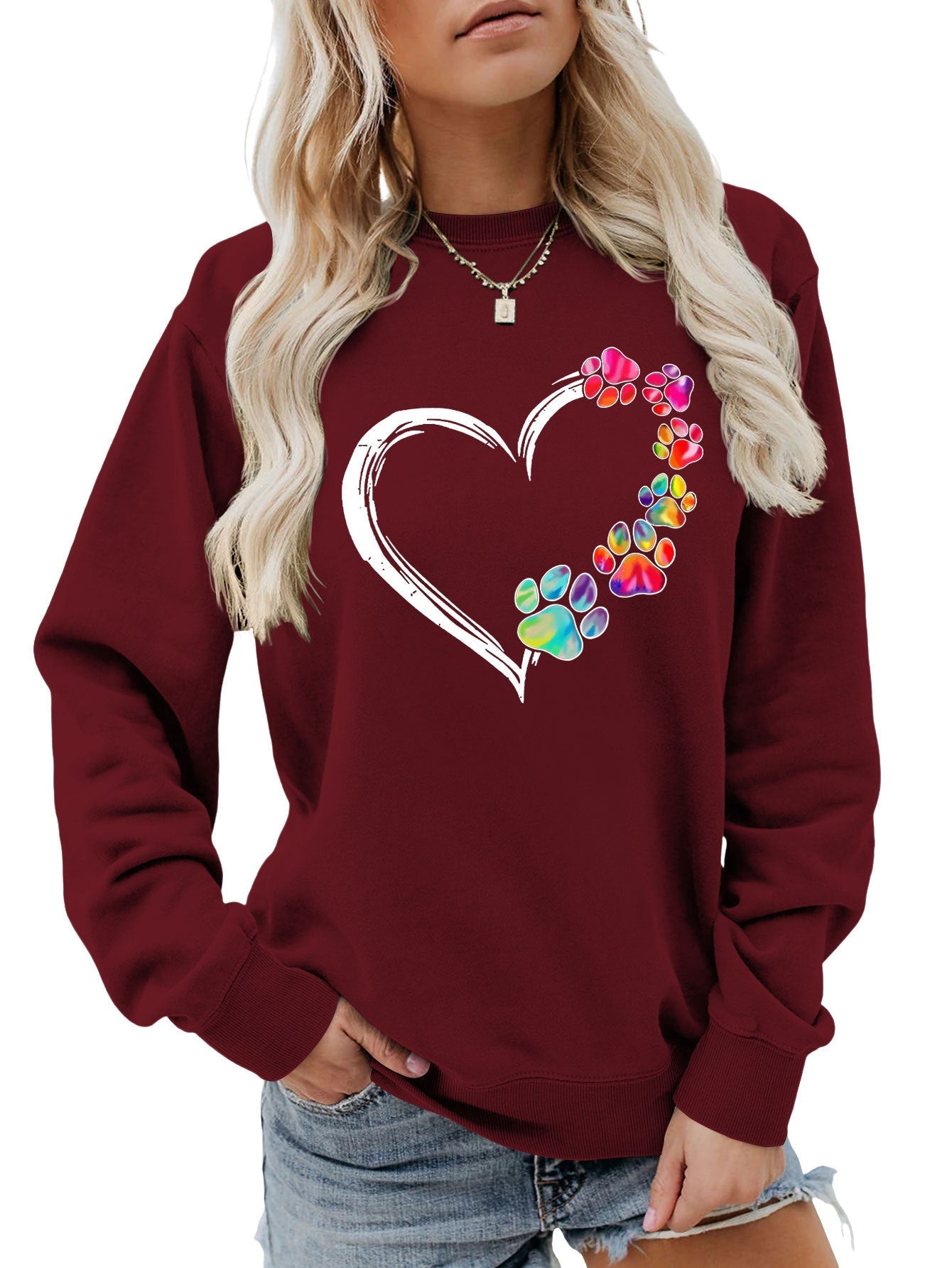 Damen Sweatshirt Pfotenherz-Design Norvielle