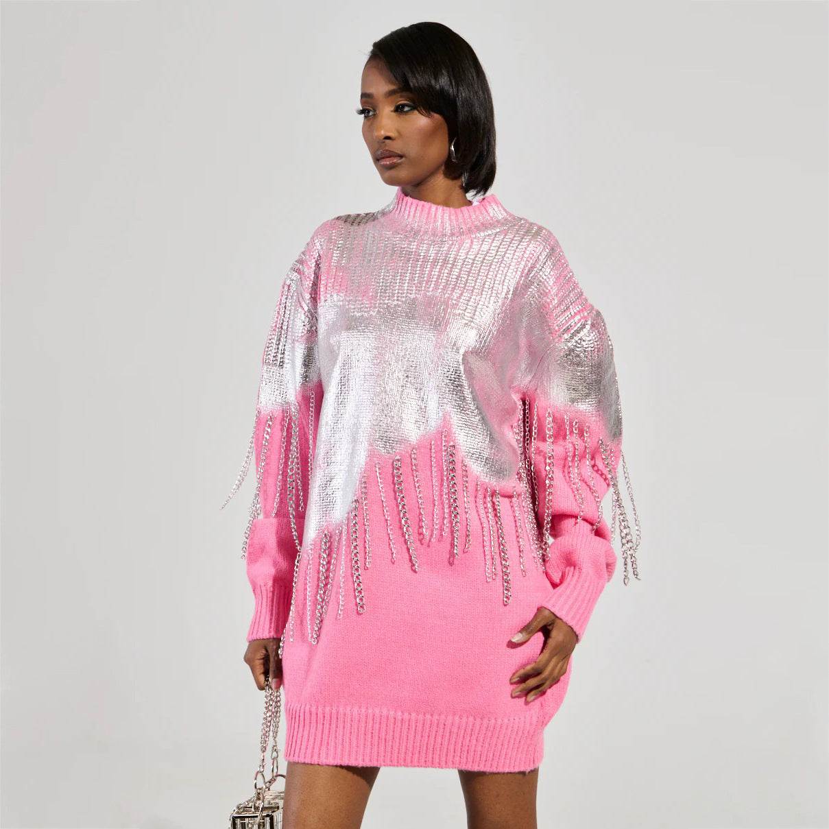 Damen Pullover mit Glitzerfransen Norvielle