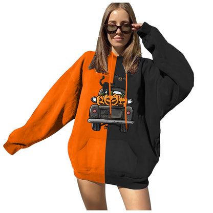 Damen Kapuzenpullover Halloween-Motiv Lässiger Schnitt